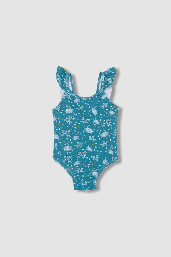 Womensecret Turquoise turtle print swimsuit Blau