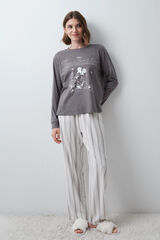 Women'secret Striped Mickey long pyjamas grey