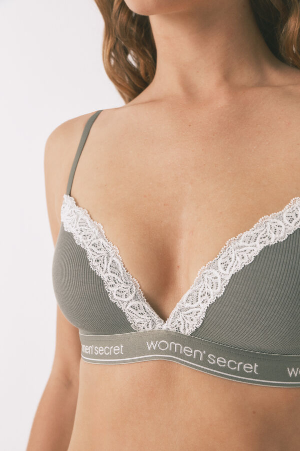 Women'secret CHARMING khaki cotton triangle bra kaki