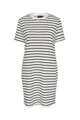Womensecret Terrycloth dress with short sleeves and closed neck. Striped print. Bijela