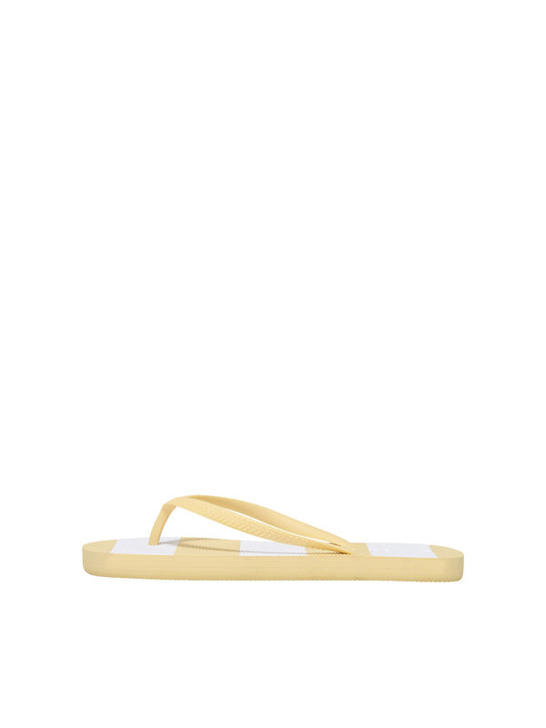 Only Yellow striped sandals printed