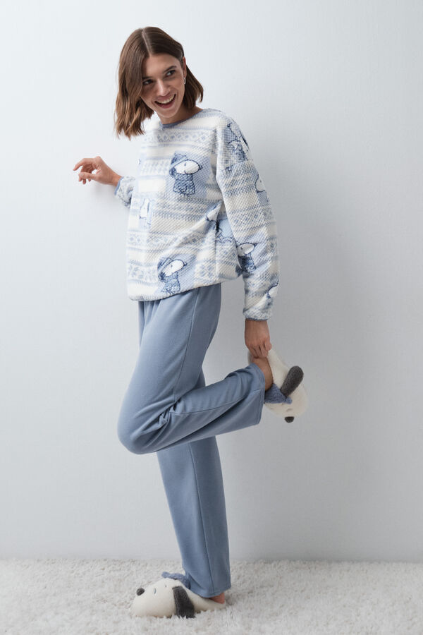 Women'secret Snoopy fleece long pyjamas blue
