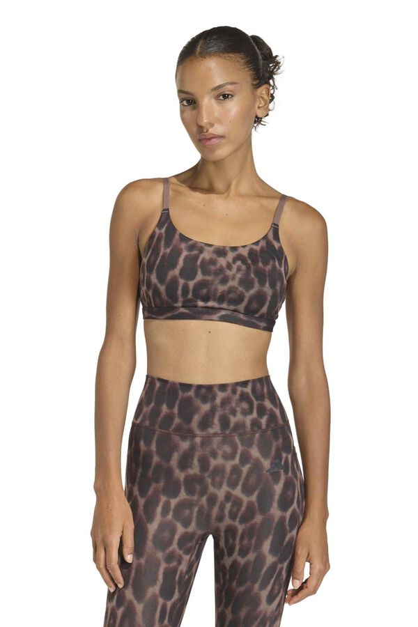 Adidas Sujetador deportivo animal print Essentials marr&oacute;n