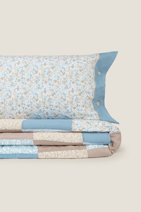 Textura Funda n&oacute;rdica patchwork flores&nbsp; azul