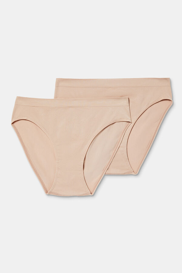 DIM Pack de duas cuecas altas invis&iacute;veis sem costuras microfibra bege