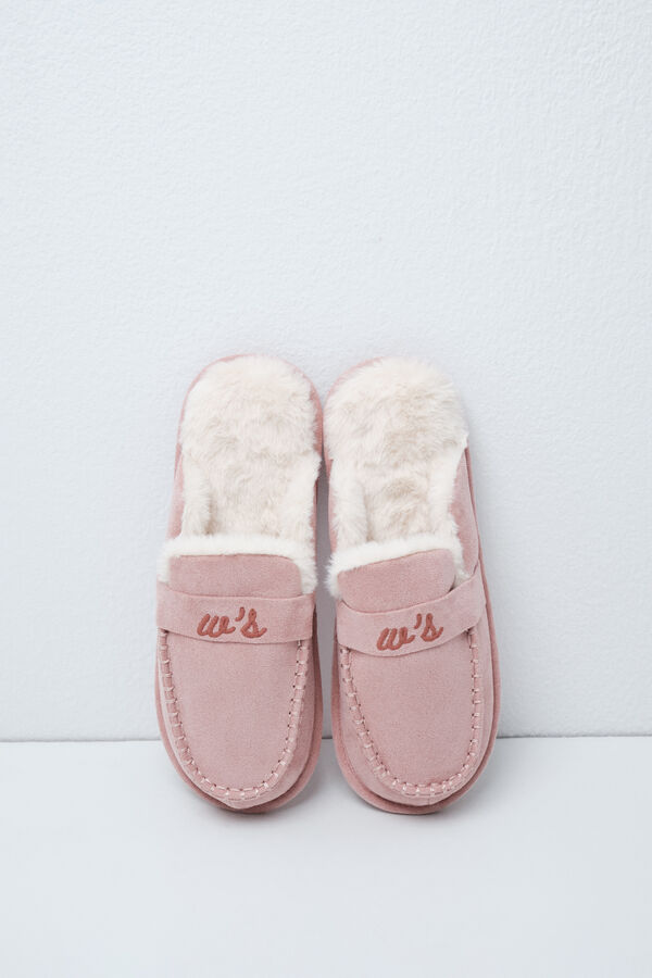 Women'secret Pink lined loafer slippers pink