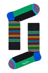 Happy Socks Meias riscas finas preto e verde preto