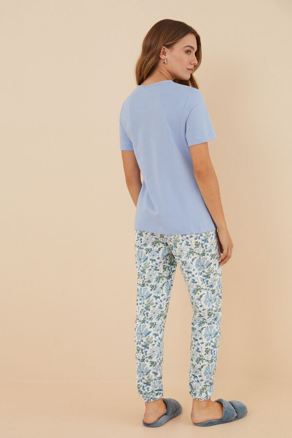 Womensecret Pyjama 100 % Baumwolle Blau Blau