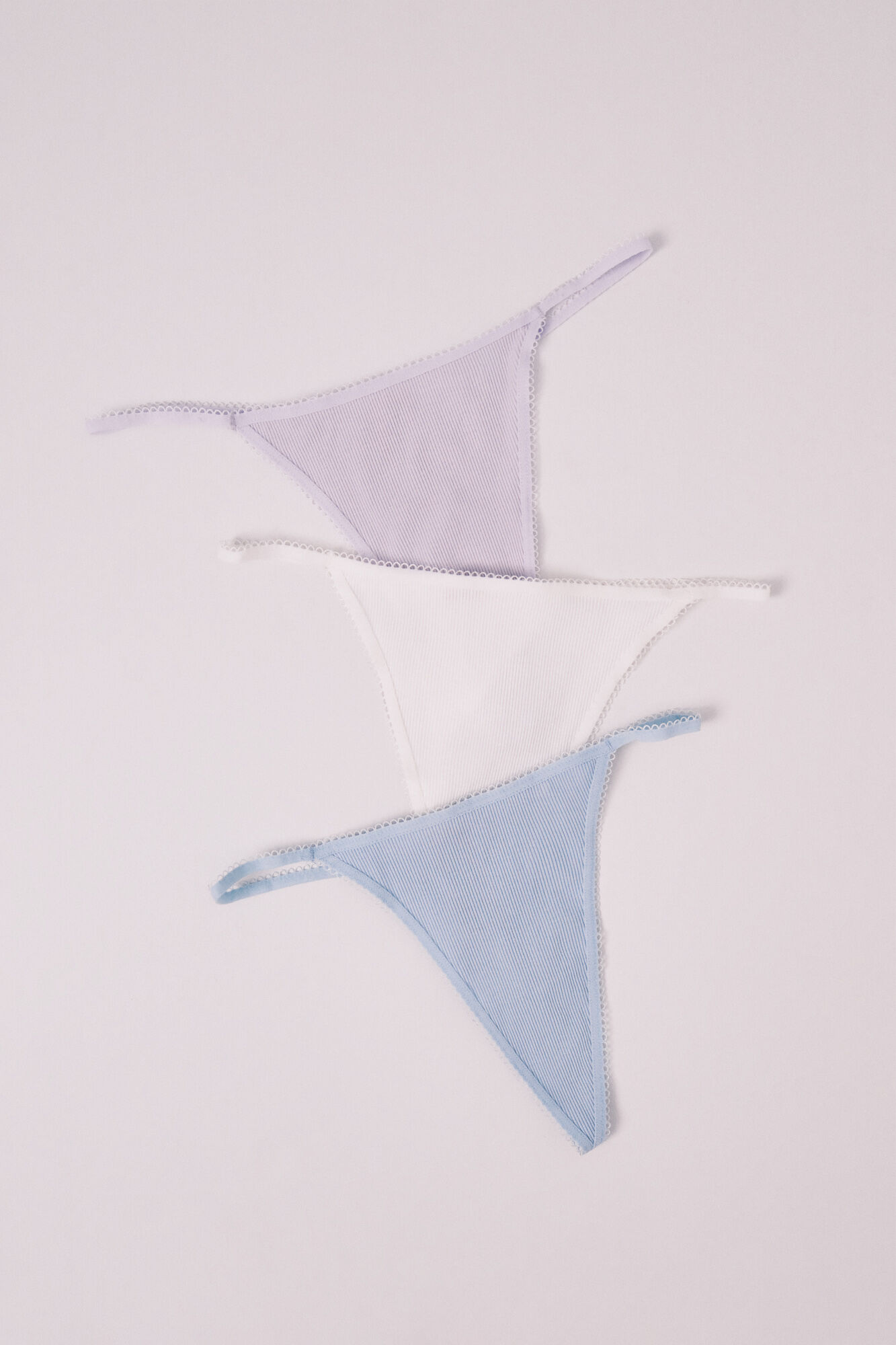 HI&BYE Grey cotton melange 3-pack thongs