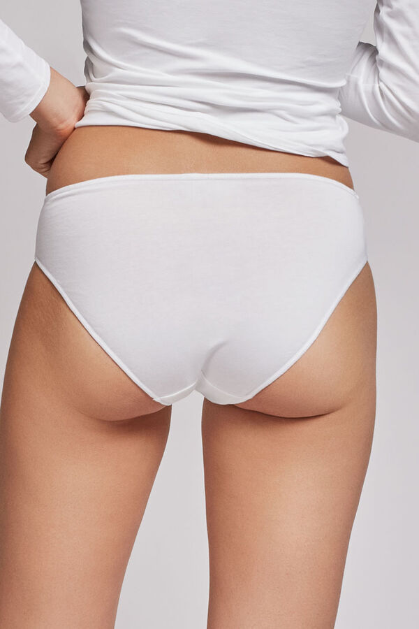 Womensecret Midi panty with lace trim on the waistband and legs white