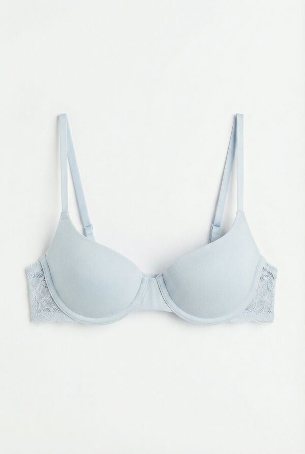 Women'secret Plavi klasični grudnjak sa punjenjem od pamuka BEAUTIFUL Plava