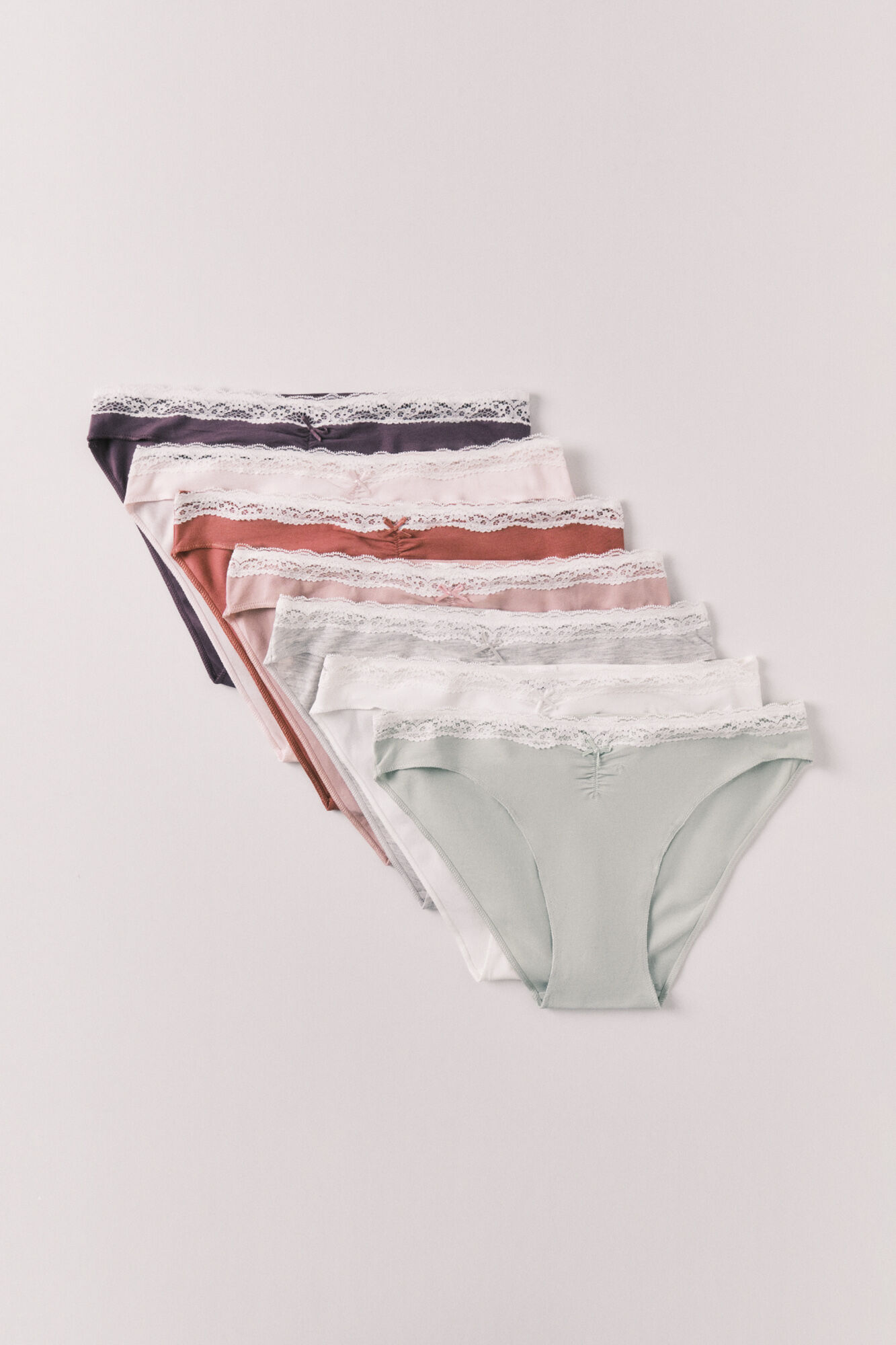Women'secret 7-pack classic cotton lace bow panties