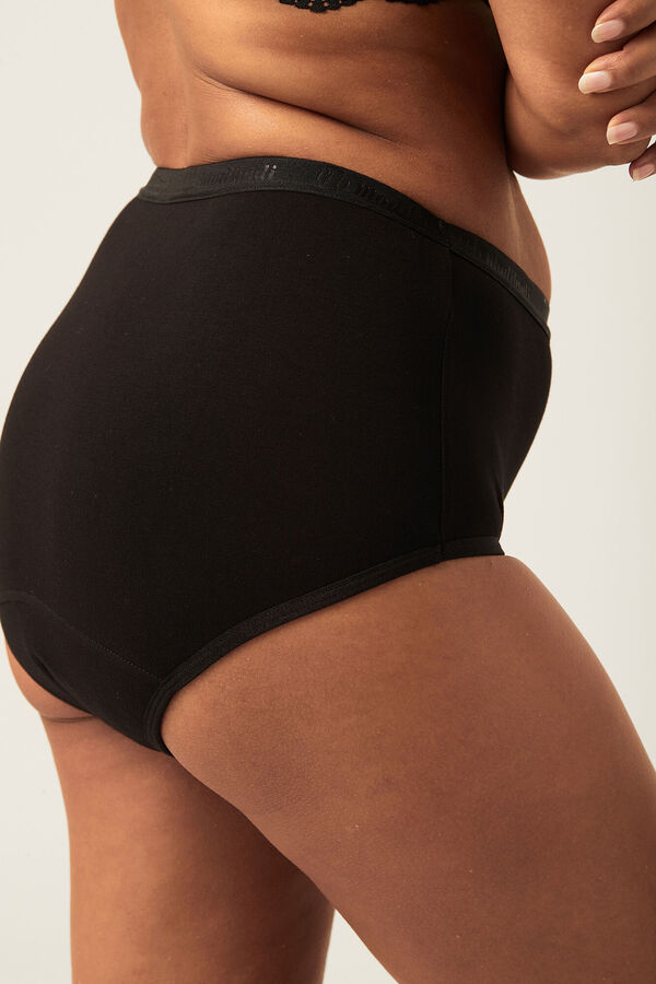 Womensecret Classic black bamboo high waist period panties – moderate to heavy absorption Schwarz