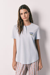 Women'secret T-shirt &agrave; manches courtes 100% coton bleu bleu