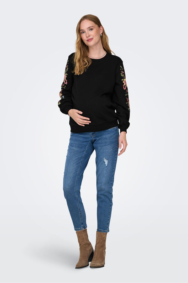 Only Maternity Sudadera maternity detalles florales negro