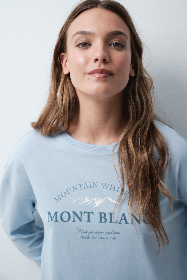 Women'secret Blue cotton long T-shirt blue