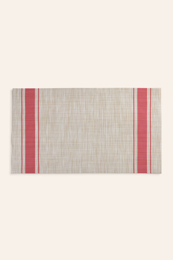 Calma House Rot gestreiftes geflochtenes schmutzabweisendes Tischset Pla 30x45 Rot