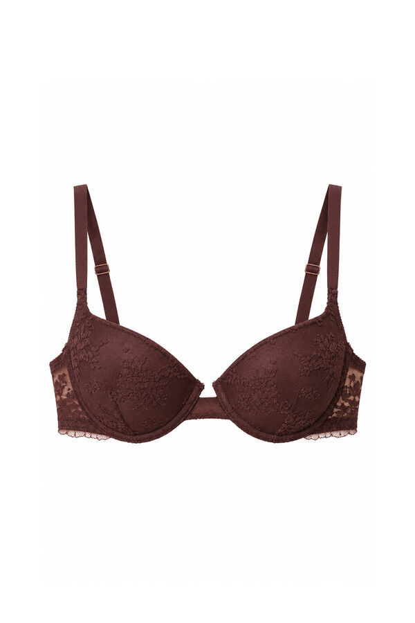 Women'secret Braon čipkasti push-up grudnjak GORGEOUS Braon