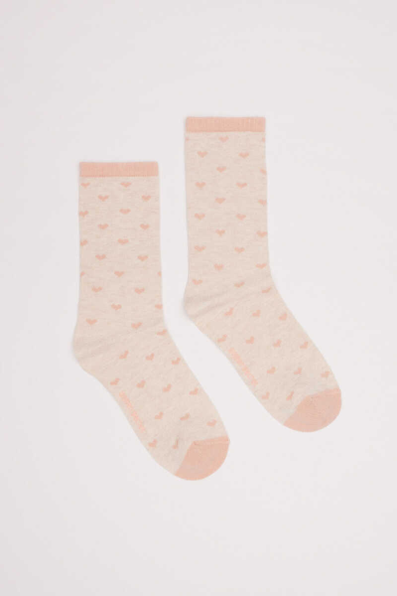Womensecret Pink cotton mid-calf socks with hearts pink