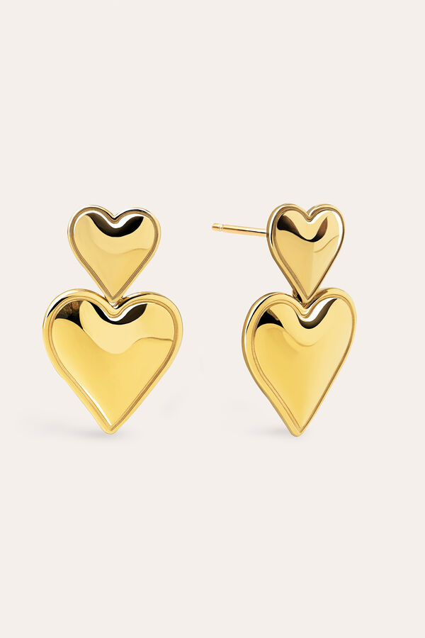 Womensecret Double Heart gold-plated steel earrings mit Print