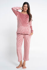 Ohma! Conjunto pijama terciopelo estampado rosa