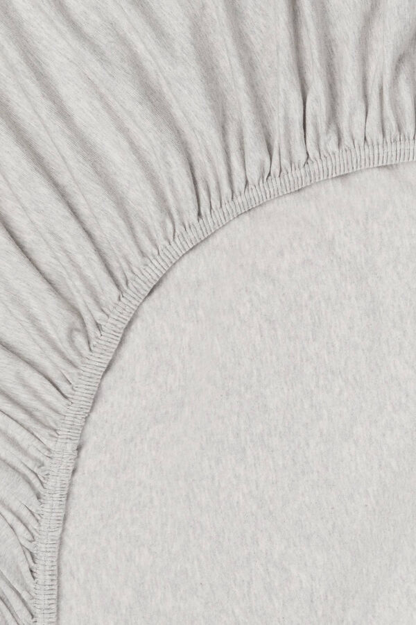 Womensecret Cotton jersey-knit fitted sheet. For an 80-90 cm bed. szürke