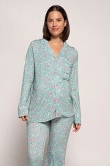 Ohma! Pijama Camisero Manga Larga Con Rayas Y Flores maternity estampado