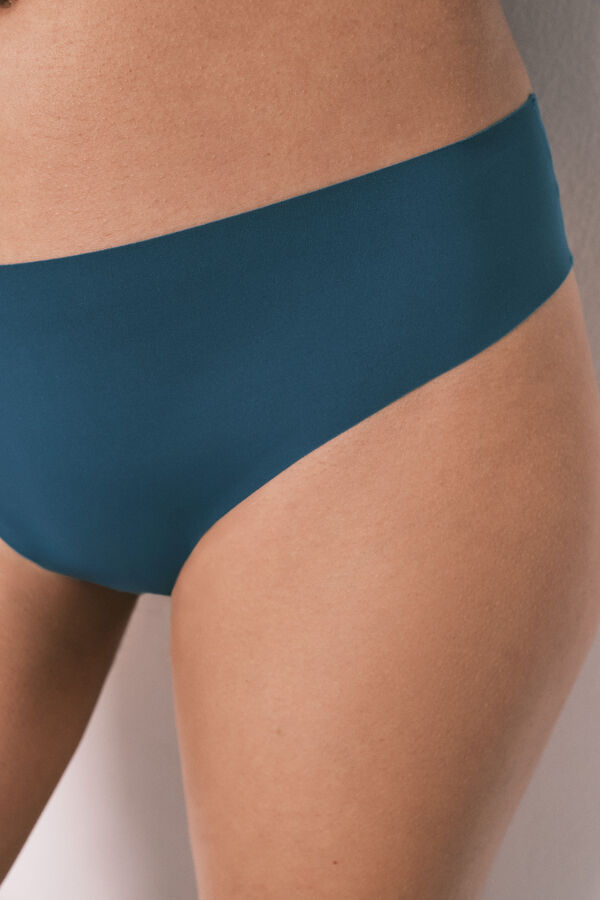 Women'secret Tanga sem costuras em microfibra azul verde