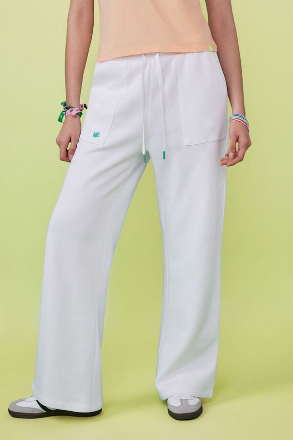 Womensecret Ivory terry flared trousers beige