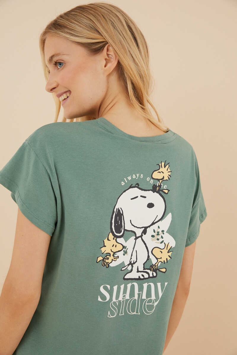 Womensecret Short green 100% cotton Snoopy pyjamas beige