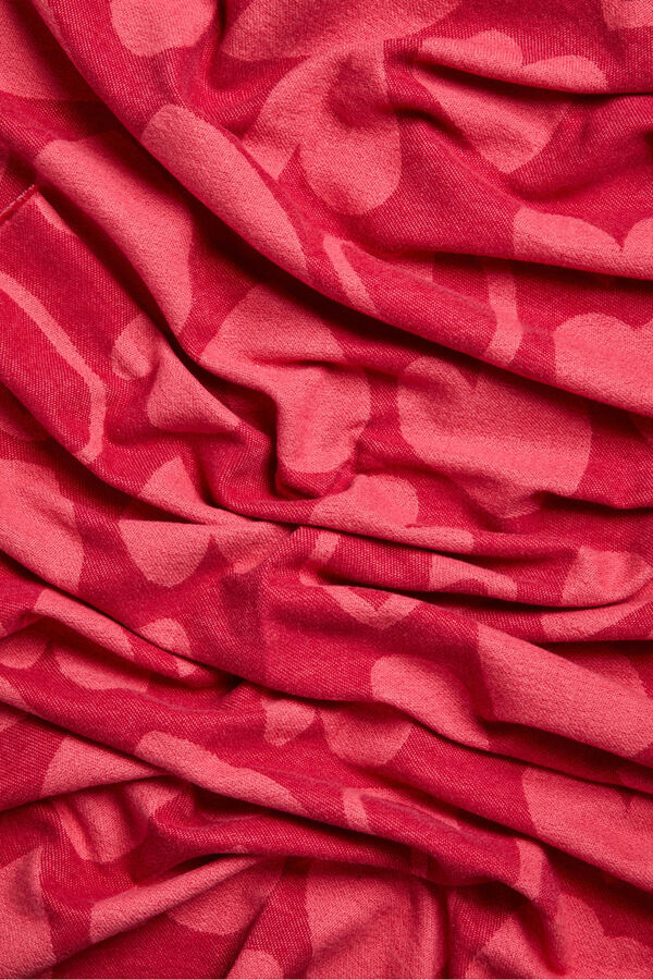 Pieces Cachecol estampado com franjas vermelho