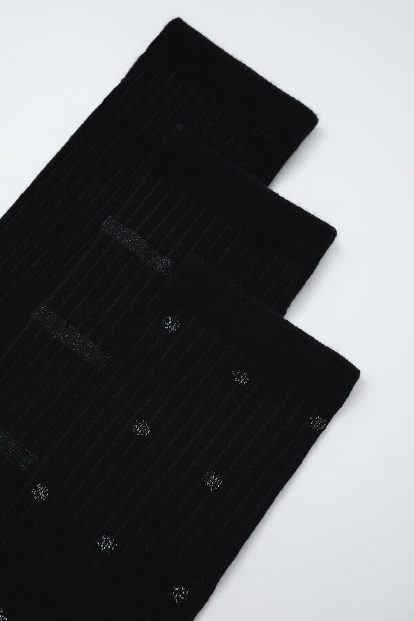 Women'secret Black lurex 3-pack long socks black