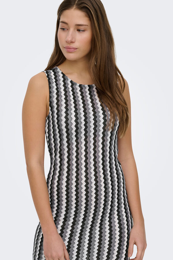 Only Zigzag print long dress white