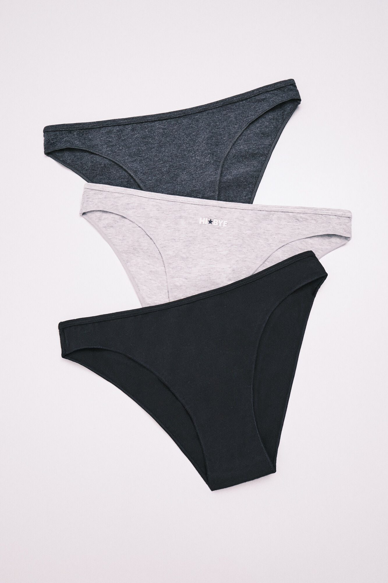 HI&BYE Black cotton 3-pack classic panties