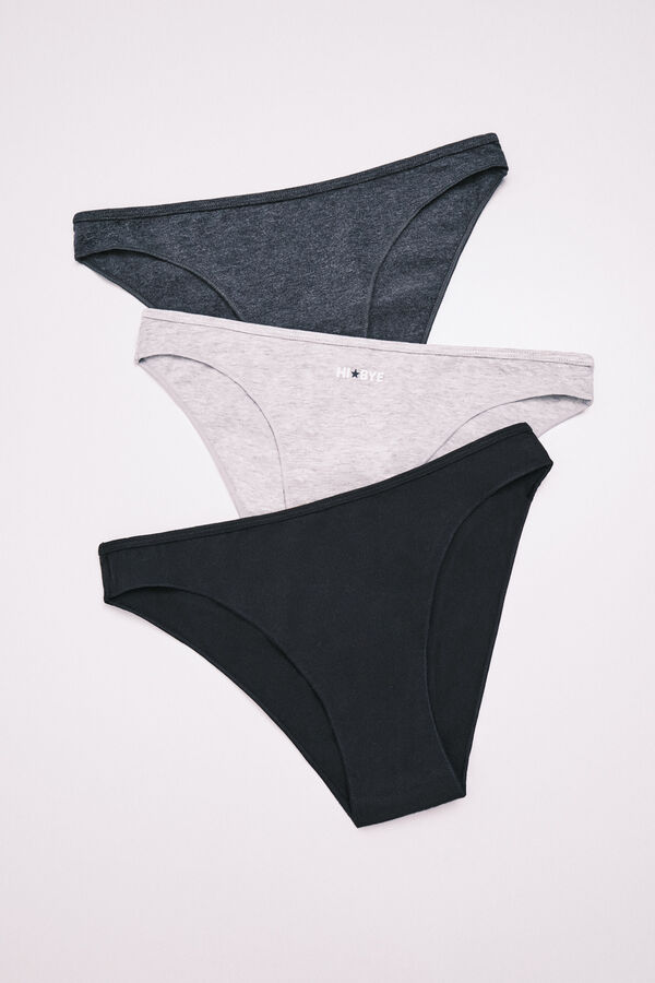 HI&BYE Black cotton 3-pack classic panties black