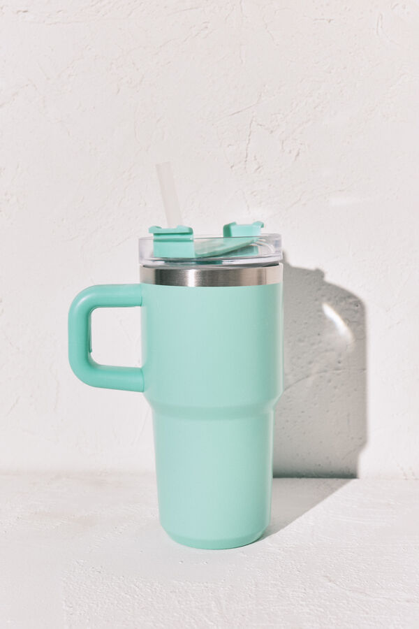 Women'secret Bouteille en acier inoxydable anse verte vert