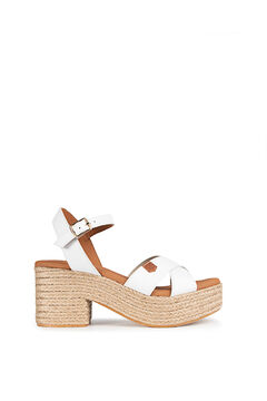 Womensecret Clifton leather heeled wedge sandal blanc