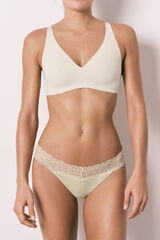 Women'secret Zelene jednobojne pamučne i čipkaste tanga gaćice Zelena