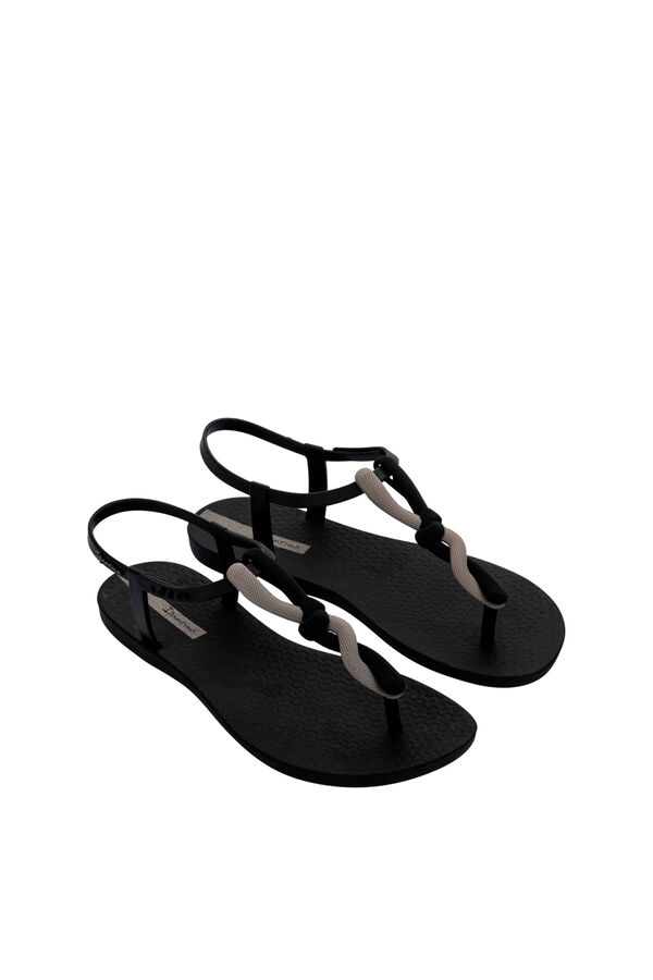 Ipanema Sandalia con tira en T y nudo negro