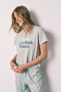 Women'secret Green cotton bandana print short sleeve long pyjamas