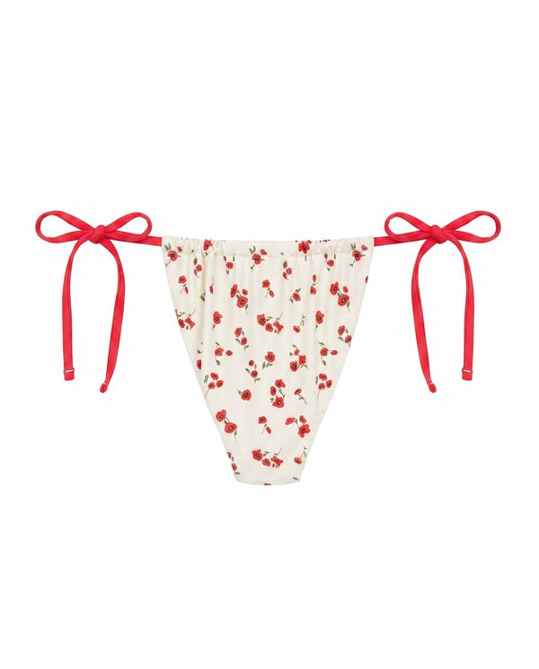 Women'secret Red mini floral strap Brazilian bikini bottoms white