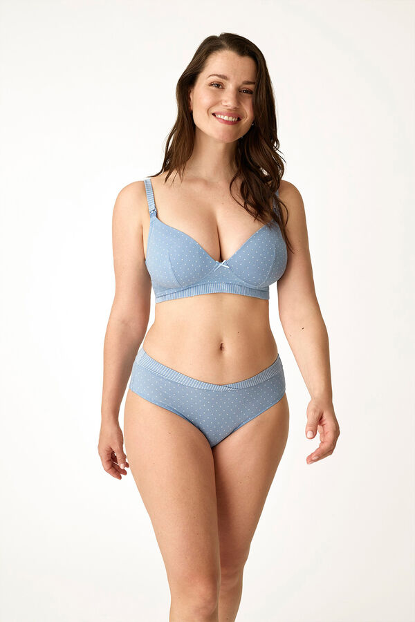 Promise Polka-dots padded triangle bra maternity blue