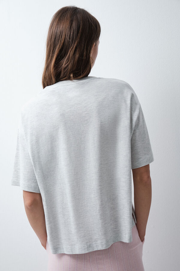 Women'secret Grey cotton graphic T-shirt grey