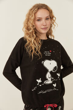 Womensecret Pyjama long polaire Snoopy étoiles noir noir