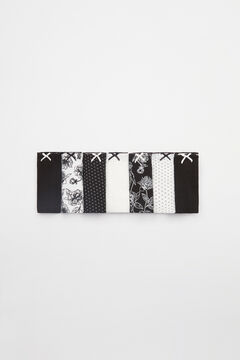 Womensecret 7er-Pack klassische Slips Baumwolle Schwarz und Weiß Schwarz