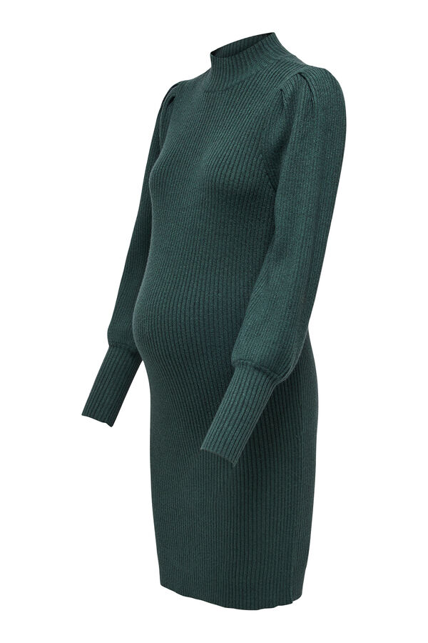 Only Maternity High neck jersey-knit maternity dress with puffed sleeves Crna