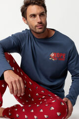 Admas Pijama largo Grumpy 100% algod&oacute;n para hombre azul