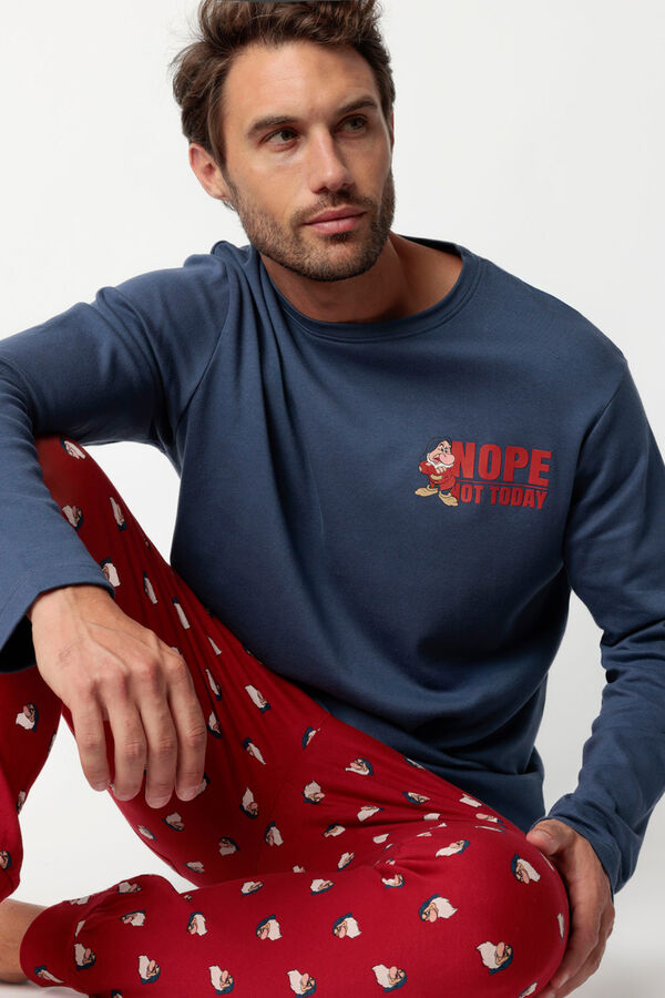 Admas Pijama largo Grumpy 100% algod&oacute;n para hombre azul