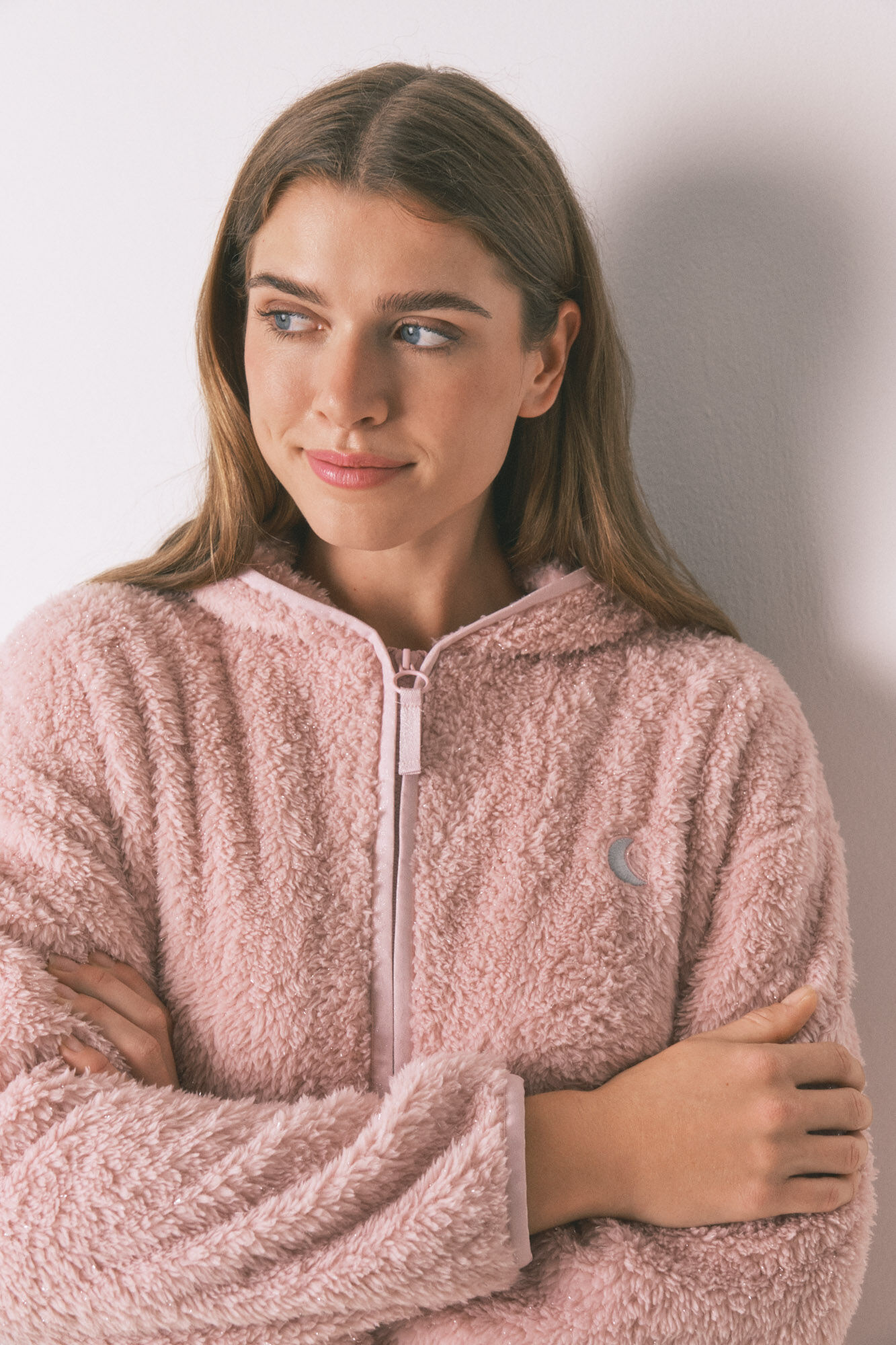 Women'secret Bata corta tejido pelo rosa lurex