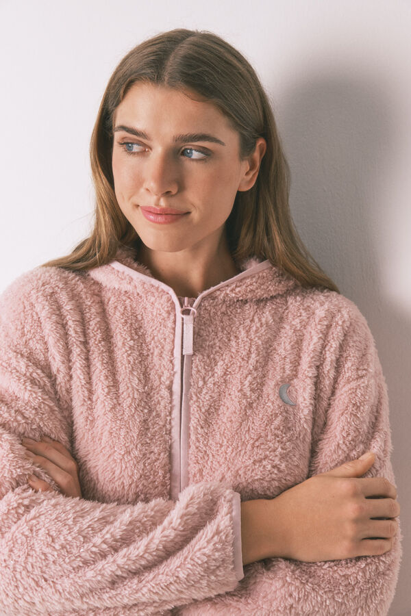 Women'secret Short pink lurex faux fur robe pink